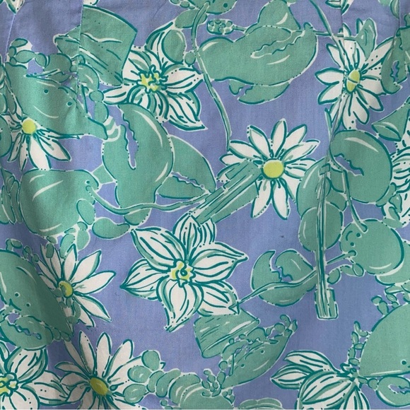 Vintage 90s Lilly Pulitzer Blue Green Happy Lobsters Daisies Mini Skirt Sz 2 - Picture 4 of 8